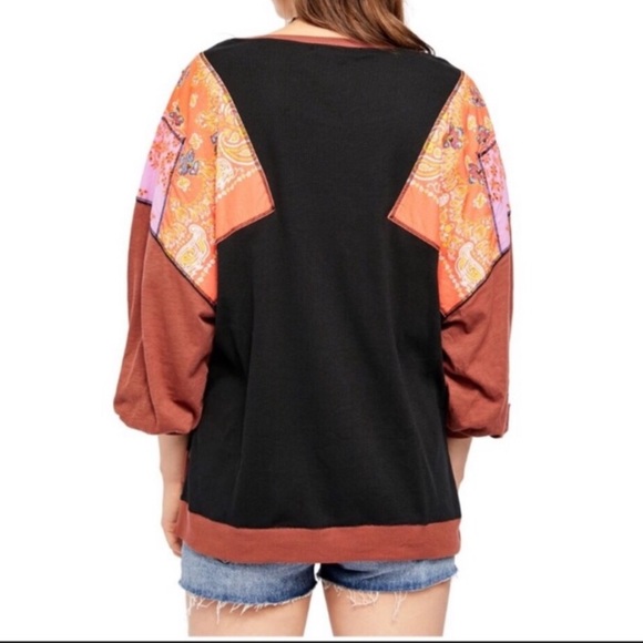 SOLD♏️Free People We The People Feelin It Patchwork Ballon Sleeve Top Size M - Picture 5 of 12